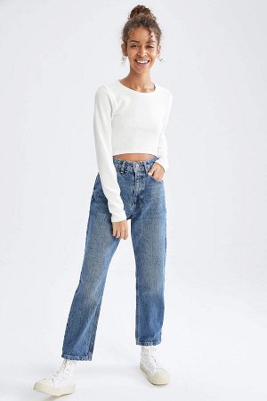 Классные прямые джинсы с высокой талией