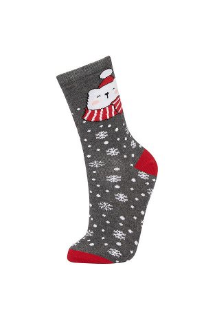 Набор из 2 хлопковых длинных женских носков с рождественской тематикой