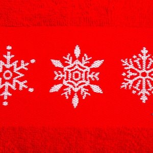 Полотенце новогоднее махровое "Snowflakes" 30х60 см, 100% хлопок, 360гр/м2