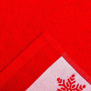 Новогоднее полотенце махровое "Snowflakes" 30х60 см, 100% хлопок, 360гр/м2