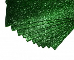 Фоамиран с глиттером А4 зеленый 1 лист