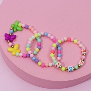 Набор детских браслетов "Выбражулька" 3шт, бабочки и буквы, цветные   4572299