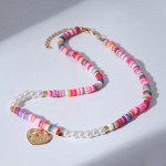 Колье &quot;Бисер&quot; сердечко, цветной в золоте