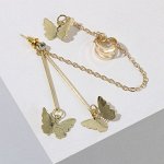 Серьга &quot;Каффа&quot; бабочка, цвет золото