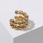 Серьга &quot;Каффа&quot; две линии бусиков, цвет золото