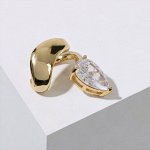 Серьга &quot;Каффа&quot; бутон, цвет белый в золоте