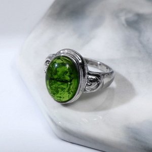 Кольцо "Буранит" овал мини, цвет зелёный, 17 размер