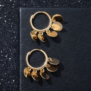 Серьги-кольца "Монетки" висячие, цвет золото
