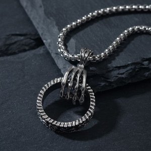 Кулон "Рука и кольцо" кость, цвет чернёное серебро, 70см 7121247
