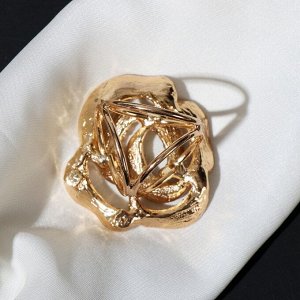 Кольцо для платка "Цвток" роза, цвет белый  в золоте