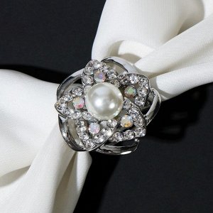 Кольцо для платка "Звезда", цвет радужно-белый в серебре