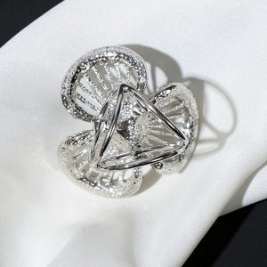 Кольцо для платка "Трилистник", цвет белый в серебре