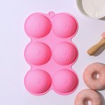 Форма силиконовая для выпечки «Купол», 25x16x3,5 см, 6 ячеек (диаметр 1 ячейки 7 см), цвет МИКС