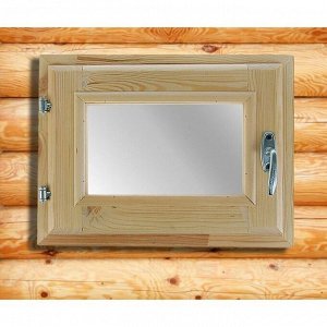 Окно в баню, деревянное, 40x30 см, хвоя, двойное стекло, «Добропаровъ»