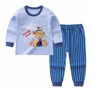 Детская хлопковая пижамка (лонгслив + брюки), принт "Медведь", цвет голубой/синий  4.8 8 386 отзывов о покупке 4.1 193264 об организаторе