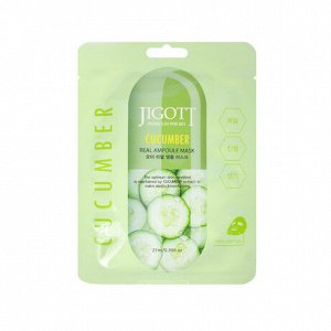 Jigott/ Cucumber Real Ampoule Mask Ампульная тканевая маска с экстрактом огурца 27 мл 1/600