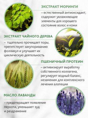 Интенсивный шампунь от выпадения волос с маслом чайного дерева и морингой