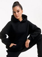 Стильное черное худи oversized свободного кроя