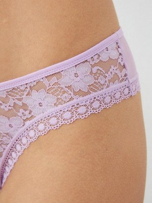 LUI et ELLE EFA0402 lavender Трусы женские бразилиано кружевные с красивым цветочным дизайном