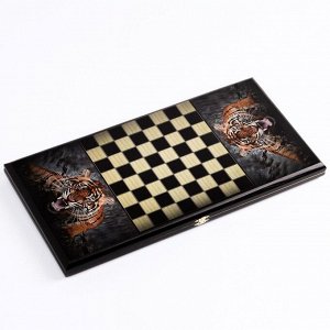 Нарды "Оскал тигра", деревянная доска 50 x 50 см, с полем для игры в шашки