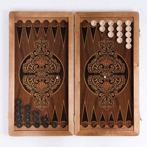 Нарды деревянные большие кожа,настольная игра,60 х 60 см,фишка d-2.7см, h-0.9см.черные, удав