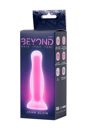 Анальная втулка, светящаяся в темноте, Beyond by Toyfa John Glow, силикон, розовый, 12,5 см