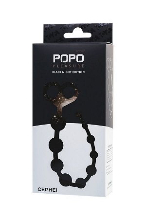 Анальные бусы TOYFA POPO Pleasure Cephei, водонепроницаемые, силикон, черные, 33,5 см, ? 2,4 см
