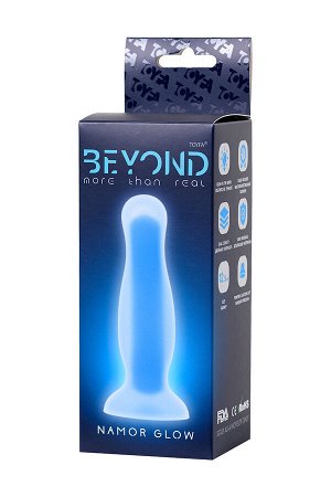 Анальная втулка, светящаяся в темноте, Beyond by Toyfa Namor Glow, силикон, синий, 12,5 см