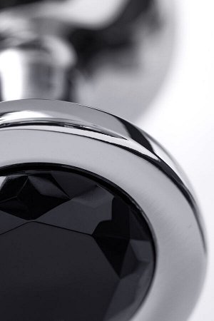 Анальная втулка Metal by TOYFA, металл, серебряная, с черным кристаллом, 10 см,  4 см, 360 г