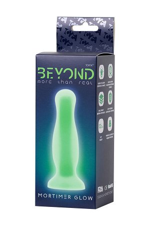 Анальная втулка, светящаяся в темноте, Beyond by Toyfa Mortimer Glow, силикон, зелёный, 12,5 см
