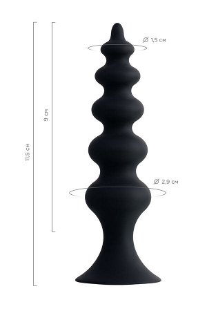 Анальная втулка POPO Pleasure by TOYFA Indi, водонепроницаемая, силикон, черная, 11,5 см,  2,9 см