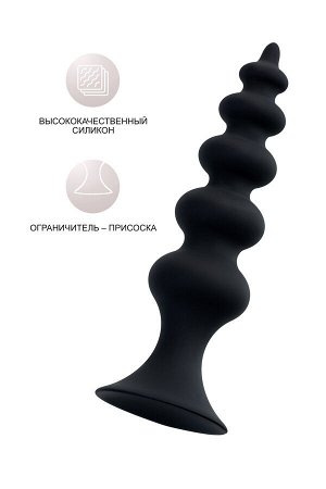 Анальная втулка POPO Pleasure by TOYFA Indi, водонепроницаемая, силикон, черная, 11,5 см, ? 2,9 см
