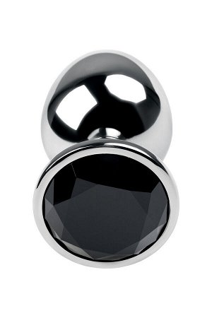 Анальная втулка Metal by TOYFA, металл, серебряная, с чёрным кристаллом, 9,2 см, ? 4 см, 42