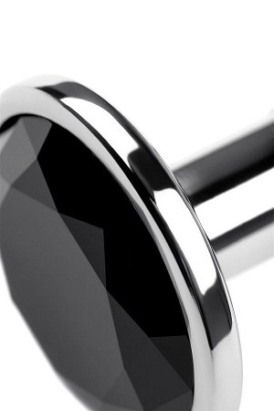Анальная втулка Metal by TOYFA, металл, серебряная, с чёрным кристаллом, 9,2 см, ? 4 см, 42