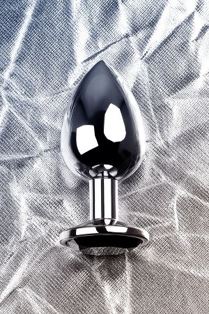 Анальная втулка Metal by TOYFA, металл, серебряная, с чёрным кристаллом, 9,2 см, ? 4 см, 430 г