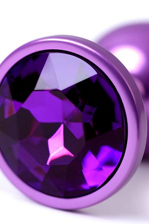 Анальная втулка, Metal by TOYFA, фиолетовая, с фиолетовым кристаллом, 7,2 см, ?2,8 см, 50 г