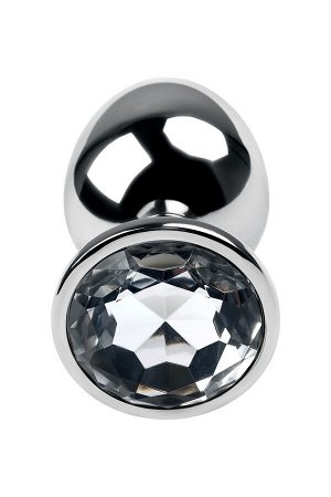 Анальная втулка Metal by TOYFA, металл, серебряная, с кристаллом цвета алмаз, 9,2 см, ? 4 см, 425 г