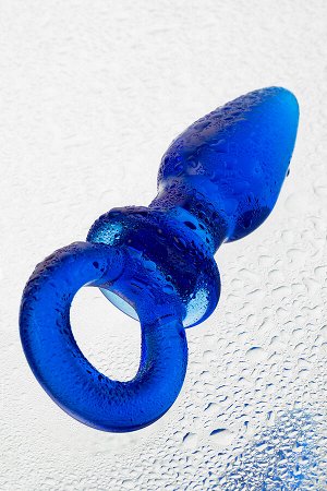 Анальная втулка Sexus Glass, стекло, синяя, 14 см,  3,5 см