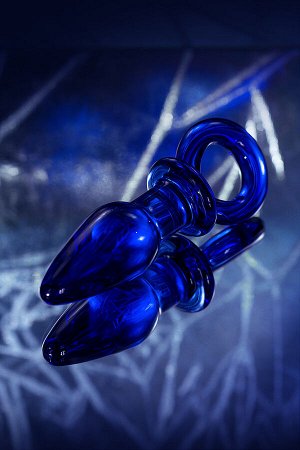 Анальная втулка Sexus Glass, стекло, синяя, 14 см,  3,5 см