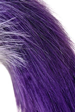 Анальная втулка с бело-фиолетовым хвостом POPO Pleasure by TOYFA, M, силикон, черная, 45 см, ? 3,3 с