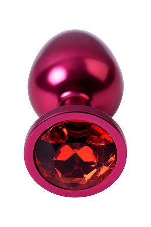 Анальная втулка Metal by TOYFA, металл, красная, с красным кристаллом, ?3,4 см, 85 г