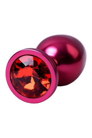 Анальная втулка Metal by TOYFA, металл, красная, с красным кристаллом, ?3,4 см, 85 г.