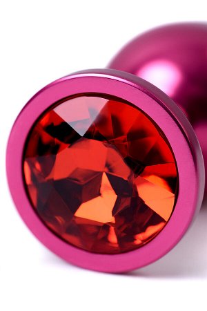 Анальная втулка Metal by TOYFA, металл, красная, с красным кристаллом, 3,4 см, 85 г