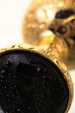 Анальная втулка Metal by TOYFA, металл, золотая, с черным кристаллом, 7,5 см,  3 см, 145 г