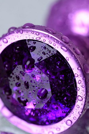 Анальная втулка, Metal by TOYFA, фиолетовая, с фиолетовым кристаллом, 8,2 см, 3,4 см, 85 г.