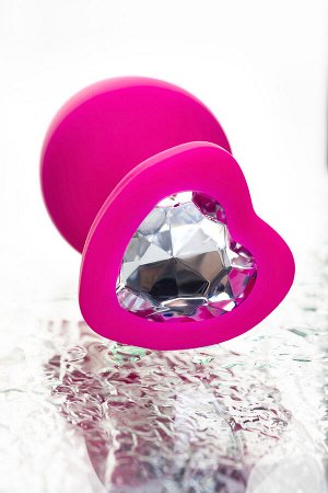 Анальная втулка ToDo by Toyfa Diamond Heart, силикон, розовый, 9,5 см, ? 4 см