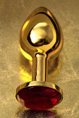 Анальная втулка Metal by TOYFA, металл, золотая, с рубиновым кристаллом, 7,5 см, ? 3 см, 145 г