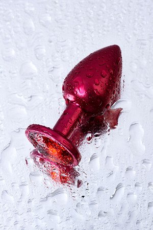 Анальная втулка Metal by TOYFA, металл, красная, с красным кристаллом, 7,2 см, ?2,8 см, 50 г