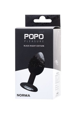 Анальная втулка POPO Pleasure by TOYFA NORMA со стразом, S, силикон, черная, 7,2 см, ? 2,8 см, 25 г