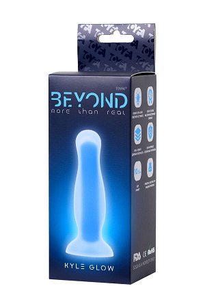 Анальная втулка, светящаяся в темноте, Beyond by Toyfa Kyle Glow, силикон, синий, 10 см